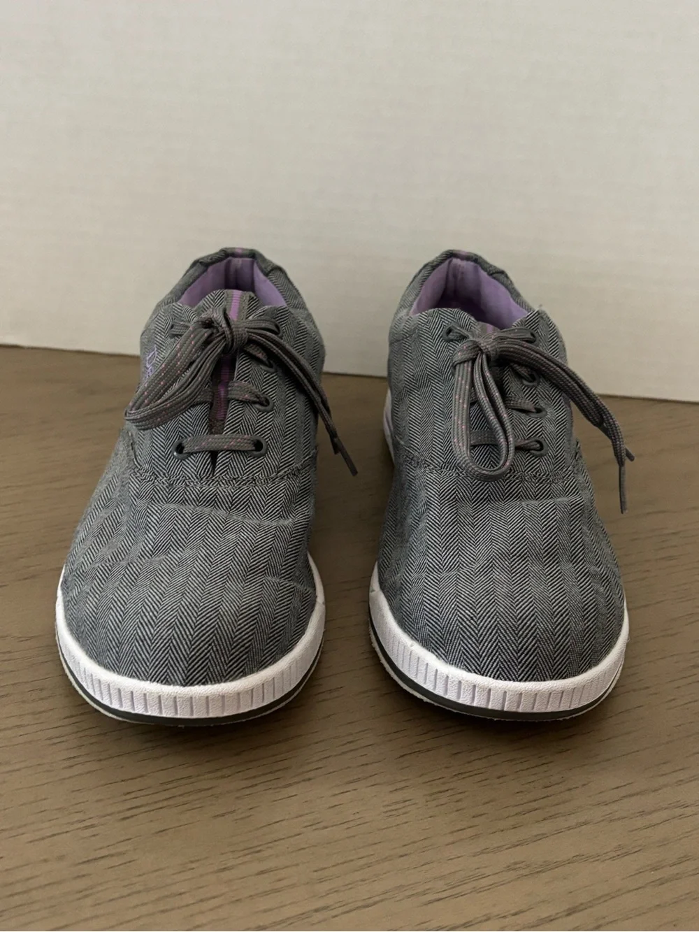 Dexter Gray Herringbone Canvas Lace-Ups with Lavender Lining
